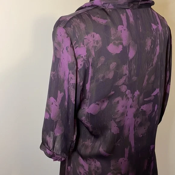 💜SPORTSCRAFT Sz8 motley purple 3/4 sleeve top w neck tie detailing - Picture 7 of 10